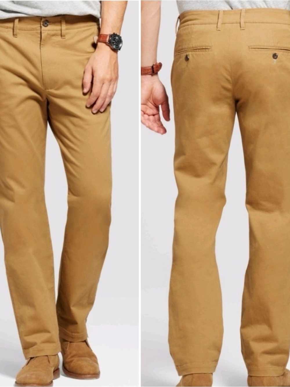 Goodfellow & Co The Every Wear Chino Athletic Brown Tan Straight Pants Sz 34W30L
